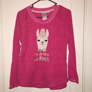 Fuzzy Pink Llama Pj Shirt